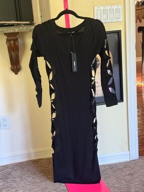 FASHION NOVA CUT OUT MIDI DRESS SIZE SMALL NWT